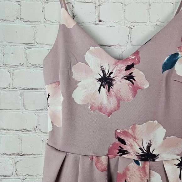 SOPRANO Women's Pink Floral High Waist V Neck Spaghetti Strap Cocktail Dress Sm - Picture 2 of 4